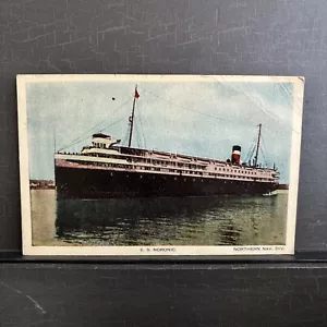 Passenger Steam Ship SS Noronic Northern Nav. Div. Canada Postcard 1945 postmark - Picture 1 of 4