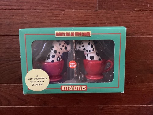 Kissing Dalmatian Dogs In Tea Cup 3.5''Tall Magnetic Salt And