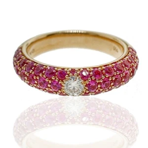 Danhier Damenring 18 Karat Roségold rosa Saphir und Diamant 6,69 g - Bild 1 von 8