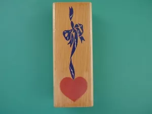 Ribbon Heart RUBBER STAMPEDE Rubber Stamp POSH IMPRESSIONS - Picture 1 of 2