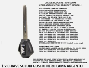 CHIAVE VERGINE SUZUKI BANDIT VSTROM GSR GSX GSXR GSE GSF DR DRE TL DL SV NO CHIP - Foto 1 di 11