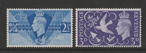 Great Britain 1946 Victory set SG 491-492 Mnh Cover