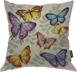 Throw Pillow Cover Butterfly 18X18 Inch Colorful Leaves Animal Cute Nature Beaut - Picture 1 of 6