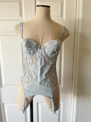 Corsé bustier de encaje gris La Perla Dove con ligas y correas desmontables - 38 - 4 Foto 1 de 4