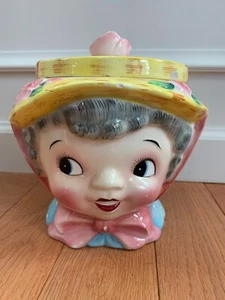 Vintage Lefton Grey Gray Haired Miss Dainty Cookie Jar Anthropomorphic Japan 040 - Picture 1 of 12