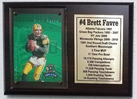 Green Bay Packers Brett Favre Football Card Plaque Cover