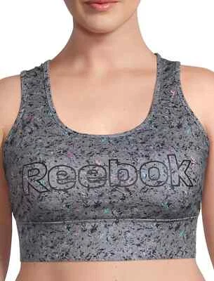 Rebook Women's Medium Support Sports Bra Active Gym Gray Removeable Pads NEW - Image 1 of 4