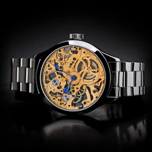 Skeleton Uhr UNISEX mechanisch Kaliber 3602 MOLNIJA handverziert vergoldet - Bild 1 von 9