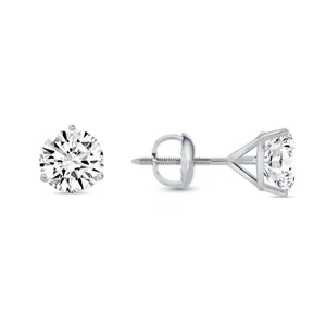 2.50 Ct Round Cut Earrings Studs Solid Real 14K White Gold Screw Back Martini - Picture 1 of 3