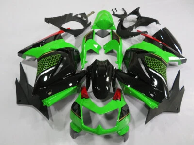 Honeycomb Green Black Fairing Kit For Kawasaki Ninja 250R 2008-2012 EX250 Body - Image 1 of 4