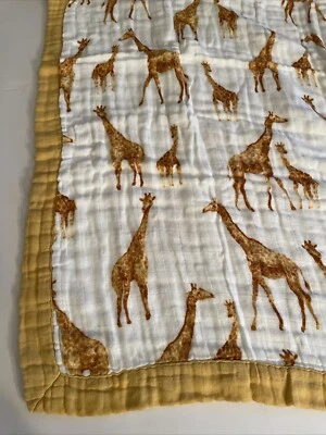 Milk Barn Giraffe Mini Two-Layer Muslin Baby Blanket Security Lovey 18" - Image 1 of 4