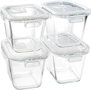 4-Pack 32oz Glass Food Containers w/ Lids – Microwave & Freezer Safe Storage - Picture 1 of 7