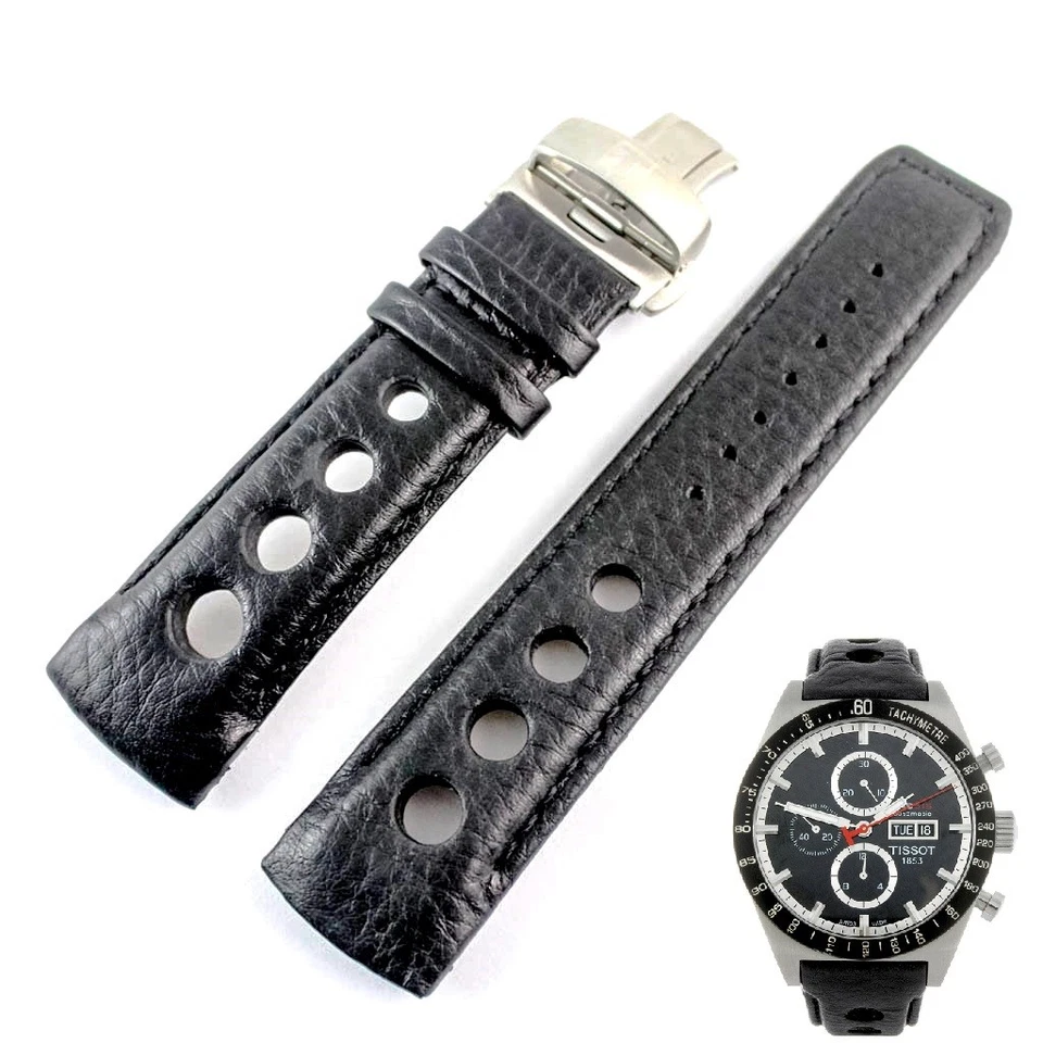 Original Tissot Prs-516 Model # T044632a Black Leather 22mm Watch Band Strap