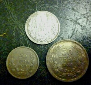 BULGARIA LOT OF 3 SILVER COINS FROM 1913 AND 1930 - Picture 1 of 2