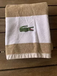 LACOSTE BEACH TOWEL LARGE GREEN ALLIGATOR LOGO 100% COTTON 29x52" - Picture 1 of 4