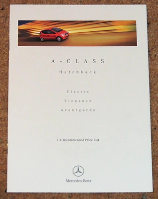 1998 MERCEDES BENZ A-CLASS PRICE LIST Classic Elegance Avantgarde 140 160 170CDI - Image 1 of 4