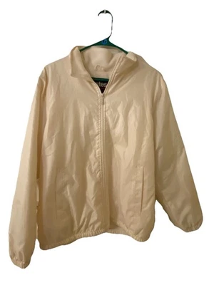 Totes Women's Ivory Fleece Lined Rain Jacket Pockets Relaxed Fit Mid Length Med - Image 1 of 4