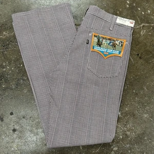 Vintage 70s Levis Saddleman Boot Jeans 517 Sta Prest Houndstooth Pants 34x32 - Picture 1 of 8