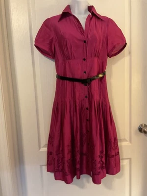 Vestido Vintage Kay Unger Manga Corta Para Mujer Talla 6 Rosa Botón Delantero -B26 Foto 1 de 4