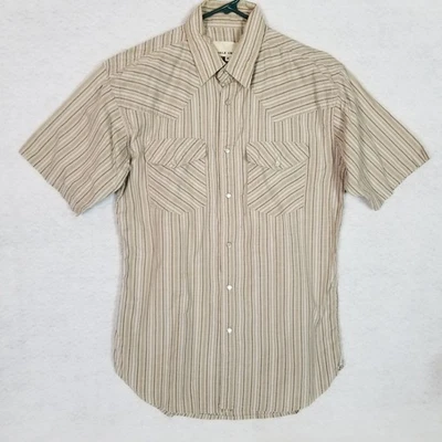 EAGLE CREST Striped Western Style Pearl Snap Short Sleeve Shirt Green Size M - Image 1 of 4