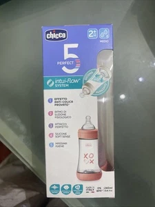 CHICCO BIBERON NEONATO PERFECT 5 BIBERON ROSA FLUSSO MEDIO 240 ML 2 MESI - Foto 1 di 1