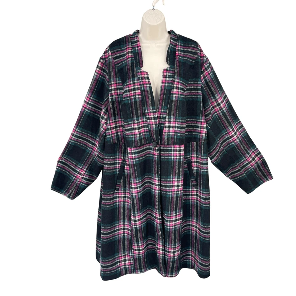 Torrid Academia Coat Women Plaid Preppy Lined Button Front Pockets Plus Size 5X - Image 1 of 4
