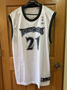 Minnesota Timberwolves Basketball Jersey Mens XL Kevin Garnett #21 White 90s - Picture 1 of 4