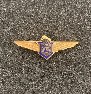 Vintage Gold Tone CEW Pilot Wings Flight Aviation Crest Lapel Pin - SP11 - Picture 1 of 3