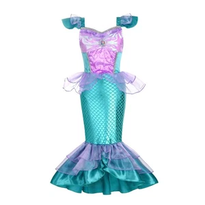 Little Mermaid Ariel Costume Dress 4T Purple & Teal Girls Disney Princess Gown - Picture 1 of 7