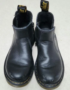 Doc Martens 2976J Yellow Stitch Chelsea Black Leather Boots Youth US 12  UK 10.5 - Picture 1 of 8