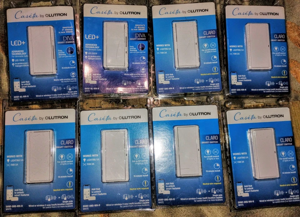 🔥Lote de 6 NUEVO Interruptor Inteligente Lutron Caseta Claro y 2 Atenuadores Inteligentes Caseta Diva Foto 1 de 1