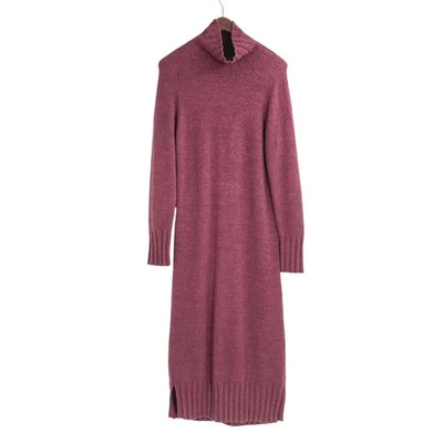 Peruvian Connection Aubrey Maroon Turtleneck Sweater Dress Ribbed Trim Small - Image 1 of 4