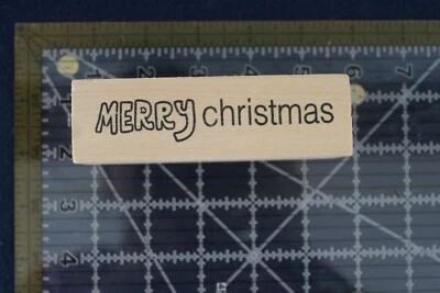 STUDIO CALICO Sello de Goma Madera FELIZ NAVIDAD Palabra Frase Larga 2.5" x 5.5" Foto 1 de 2