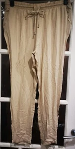 Womens PRIMARK Beige Lightweight Cropped Trousers with Pockets - Uk 14 - Picture 1 of 7