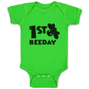 Baby Bodysuit First Birthday Bee Day Honey Bee Style A Boy & Girl Baby Clothes - Picture 1 of 21
