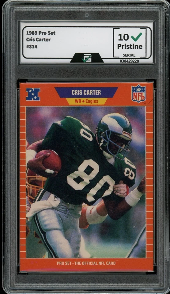 Tarjeta de novato 1989 Pro Set #314 Cris Carter grado 10 gema como nueva RC Eagles Foto 1 de 2