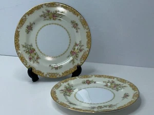 Rare Noritake 6” #33 Yellow Scrolls, Beaded Ring, Florals Bread Butter Plates 2 - Picture 1 of 4