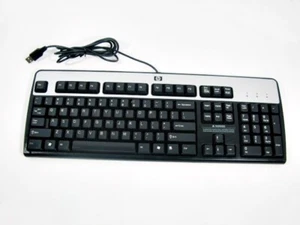 Genuine HP Wired USB Keyboard Silver/Black | SK-2885 with mouse - Picture 1 of 4