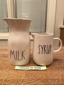 Rae Dunn MILK and SYRUP Pitcher Carafe Set Combo Bundle LL VHTF *Brand New - Picture 1 of 5
