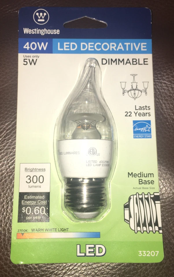 Westinghouse 33207 Single 5 Watt Dimmable LED DECORATIVE CA11 Clear NOS - Image 1 of 2