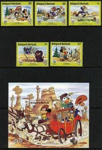Antigua - Disney "Roughing It" - Juego de 5 sellos + S/S #890-5 1N-002 - Imagen 1 de 1