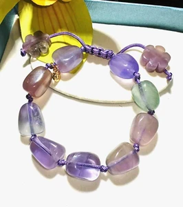 Lola Rose Nikki rainbow fluorite Gemstone knotted bead slider bracelet - Picture 1 of 5