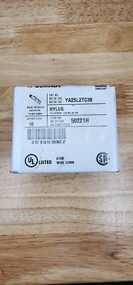 BURNDY YA25L2TC38 -1/0 AWG Two Hole, 3/8 Stud Size, 1 Hole Spacing, Box of 10 - Image 1 of 2