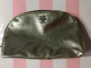 New Victorias Secret Makeup Shiny Gold Double Zip Pouch Cosmetic Bag MB3-6190 - Picture 1 of 3