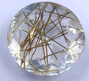 72.20 CT Round Cut Goldan Rutilated Quartz Certified Transparent Loose Gems 5MRD - Picture 1 of 8