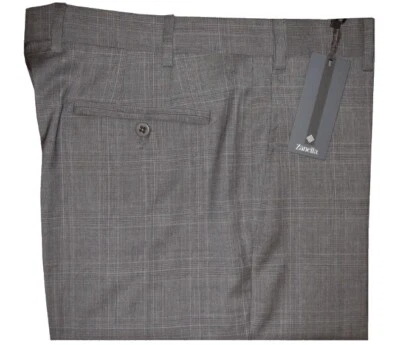 $325 NWT ZANELLA PANTS 32 ITALY NORDSTROM DEVON GRAY PLAID SUPER 120'S WOOL - Image 1 of 4