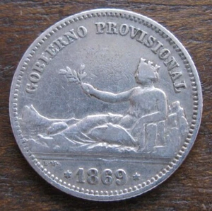 ZALDI2010 - GOBIERNO PROVISIONAL , 1 PESETA DE 1869 . PLATA - Photo 1 sur 2