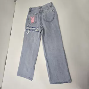 Playboy by PacSun 90s High Waist Boyfriend Jeans Sz 25 Light Wash w/ Bunny Patch - Picture 1 of 16