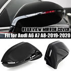 Gloss Black Side Mirror Cover Caps for AUDI A7 4G S7 RS7 10-2017 W/ Lane Assist