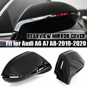 Gloss Black Side Mirror Cover Caps for AUDI A7 4G S7 RS7 10-2017 W/ Lane Assist - Foto 1 di 10
